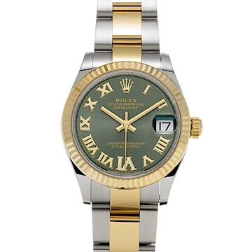 ロレックス デイトジャスト 278273 オリーブグリーン/ダイヤモンド ユニセックス 時計 【中古】【wristwatch】