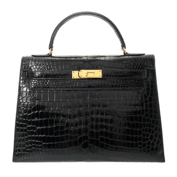 エルメス ケリー 32 外縫い ブラック ポロサスリセ レディース バッグ 【中古】【bag】