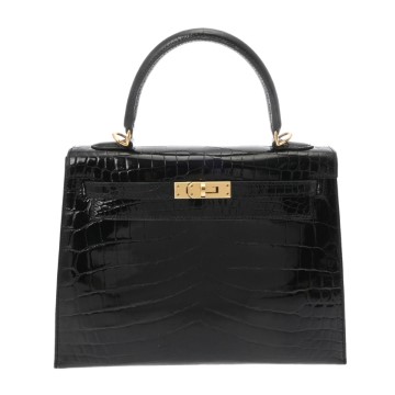 エルメス ケリー25 外縫い ブラック ニロティカスリセ レディース バッグ 【中古】【bag】