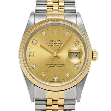 ロレックス デイトジャスト 36 16233G シャンパン/ダイヤモンド メンズ 時計 【中古】【wristwatch】