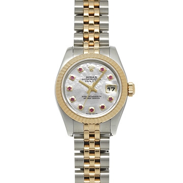 ロレックス デイトジャスト 179173NGR ホワイトシェル/ルビー レディース 時計 【中古】【wristwatch】