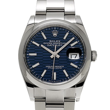 ロレックス デイトジャスト 36 126200 ブライトブルー フルーテッドモチーフ メンズ 時計 【中古】【wristwatch】