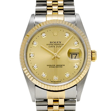 ロレックス デイトジャスト 36 16233G シャンパン/ダイヤモンド メンズ 時計 【中古】【wristwatch】