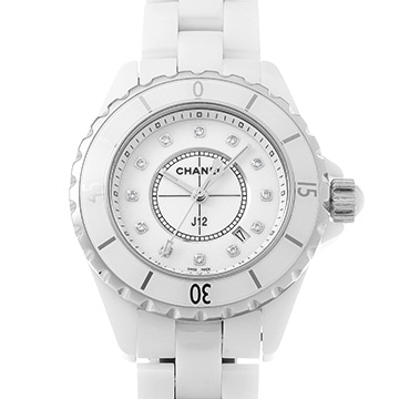 シャネル J12 33MM H1628 ホワイト/ダイヤモンド レディース 時計 【中古】【wristwatch】