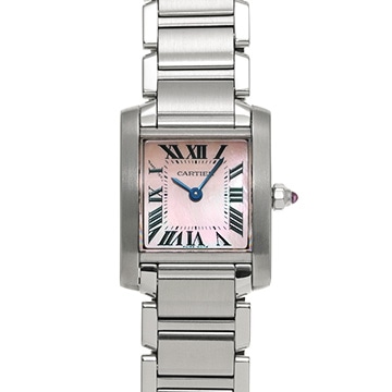 カルティエ タンク フランセーズ SM W51028Q3 ピンクシェル レディース 時計 【中古】【wristwatch】