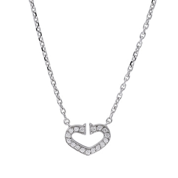 カルティエ Cハートネックレス　ダイヤモンド シルバー K18ホワイトゴールド WG レディース ジュエリー 【中古】【jewelry】