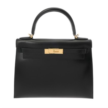 エルメス ケリー 28 外縫い 2WAY ブラック ボックスカーフ レディース バッグ 【中古】【bag】