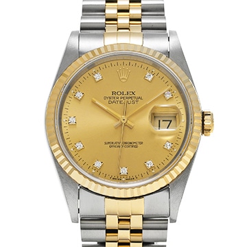 ロレックス デイトジャスト 16233G シャンパン/ダイヤモンド メンズ 時計 【中古】【wristwatch】
