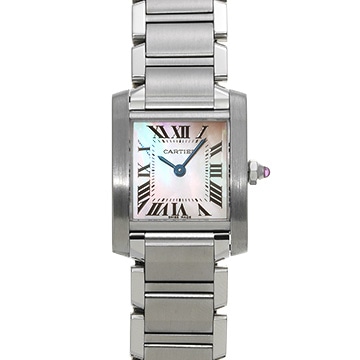 カルティエ タンク フランセーズ SM W51028Q3 ピンクシェル レディース 時計 【中古】【wristwatch】