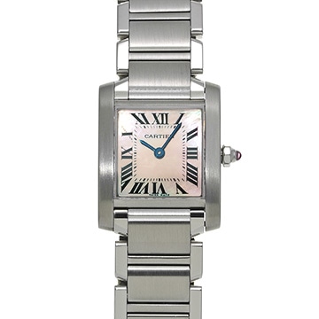 カルティエ タンクフランセーズ SM W51028Q3 ピンクシェル レディース 時計 【中古】【wristwatch】