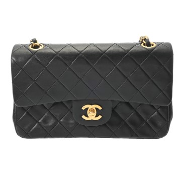 シャネル マトラッセ WフラップWチェーンショルダー 23 ブラック A01113 ラムスキン レディース バッグ 【中古】【bag】