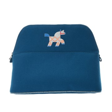 エルメス ボリード ポーチ アニモ―・ナッテ ブルー・パン ウール ユニセックス 【未使用】【bag】