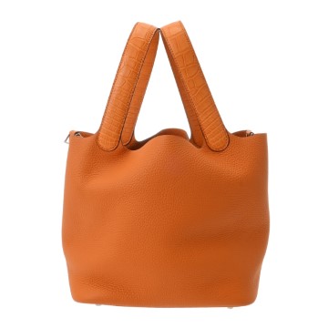エルメス ピコタン ロックタッチ MM アプリコット トリヨンクレマンス/アリゲーターマット レディース バッグ 【中古】【bag】