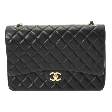 シャネル マトラッセ Wフラップ Wチェーンショルダー 33 ブラック A58601 ラムスキン レディース バッグ 【中古】【bag】