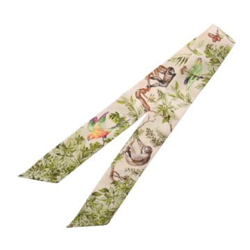 エルメス ツイリー EQUATEUR ライトベージュ系/グリーン/マルチカラー 061798S シルク100％ レディース 【新品】【other】