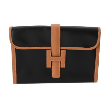 エルメス ジジェ GM ブラック/ナチュラル ボックスカーフ ユニセックス バッグ 【中古】【bag】