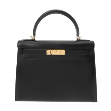エルメス ケリー 28 外縫い 2WAY ブラック ボックスカーフ レディース バッグ 【中古】【bag】