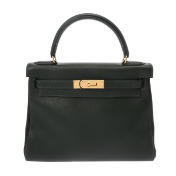 エルメス ケリー 28 内縫い 2WAY ダークグリーン系 ヴォーガリバー レディース バッグ 【中古】【bag】