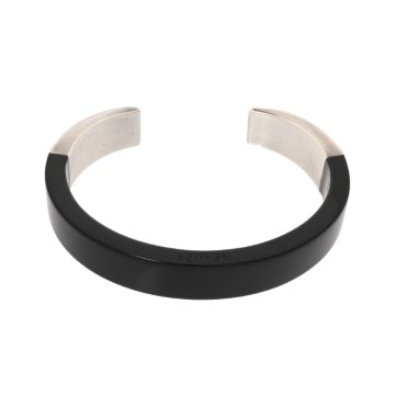 エルメス バングル M ブラック/シルバー エナメル/メタル レディース ジュエリー 【中古】【jewelry】