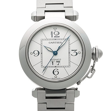 カルティエ パシャC ビッグデイト W31055M7 ホワイト ユニセックス 時計 【中古】【wristwatch】