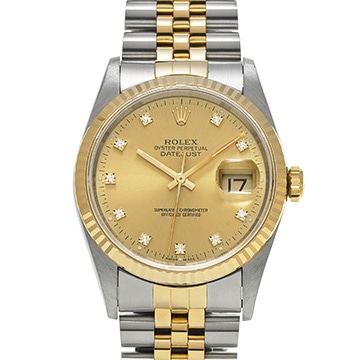 ロレックス デイトジャスト 16233G シャンパン/ダイヤモンド メンズ 時計 【中古】【wristwatch】