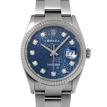 ロレックス デイトジャスト 36 126234G ブルーコンピュータ/ダイヤモンド メンズ 時計 【中古】【wristwatch】