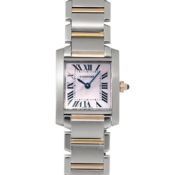 カルティエ タンクフランセーズ SM W51027Q4 ピンクシェル レディース 時計 【中古】【wristwatch】