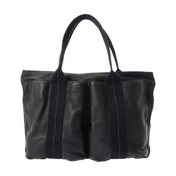 エルメス キャラバン ホリゾンタル MM ネイビー レザー レディース バッグ 【中古】【bag】