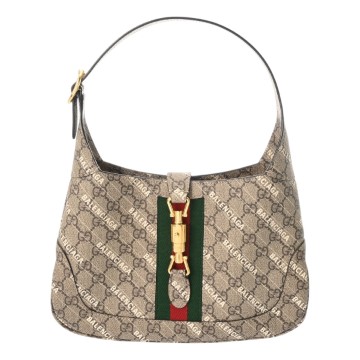 グッチ スモールショルダーバッグ ジャッキー1961 ザハッカープロジェクト GUCCI×バレンシアガ ベージュ/エボニー 636706 520981 GGスプリームキャンバス/レザー レディース バッグ 【中古】【bag】