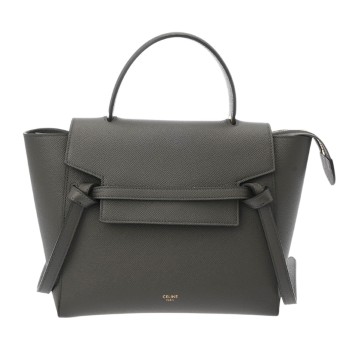 セリーヌ ナノ ベルトバッグ 2WAY グレー 189003ZVA グレインドカーフ レディース バッグ 【中古】【bag】