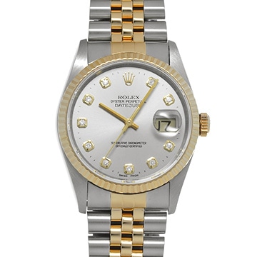 ロレックス デイトジャスト 16233G グレー/ダイヤモンド メンズ 時計 【中古】【wristwatch】
