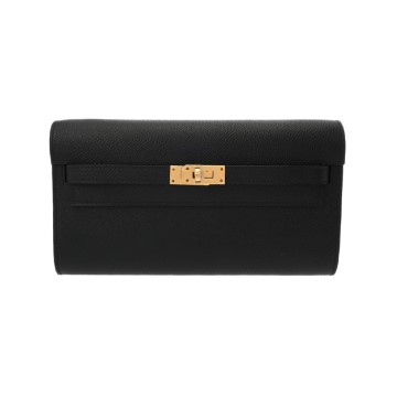 エルメス ケリーウォレット ロングトゥーゴー  ブラック ヴォーエプソン ユニセックス 財布 【未使用】【purse】