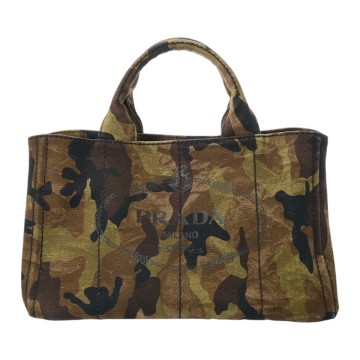 プラダ カモフラージュ カナパトート カーキ キャンバス レディース バッグ 【中古】【bag】