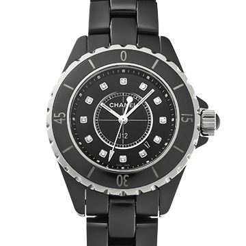 シャネル J12 33MM H1625 ブラックラッカー/ダイヤモンド レディース 時計 【中古】【wristwatch】