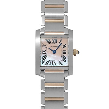 カルティエ タンクフランセーズ SM W51027Q4 ピンクシェル レディース 時計 【中古】【wristwatch】