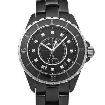 シャネル J12 38MM H1626 ブラックラッカー/ダイヤモンド メンズ 時計 【中古】【wristwatch】