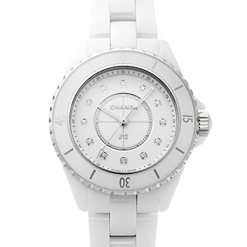 シャネル J12 33MM H5703 ホワイトラッカー/ダイヤモンド レディース 時計 【中古】【wristwatch】