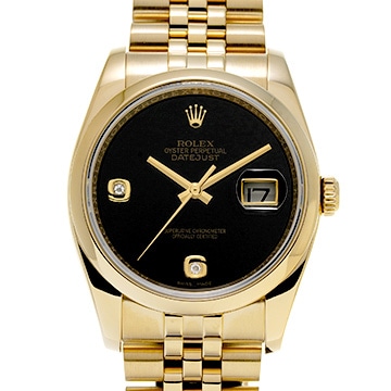 ロレックス デイトジャスト 36 116208G ブラック/ダイヤモンド メンズ 時計 【中古】【wristwatch】