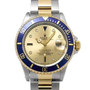 ロレックス サブマリーナ デイト 16613SG シャンパン/サファイア/ダイヤモンド メンズ 時計 【中古】【wristwatch】