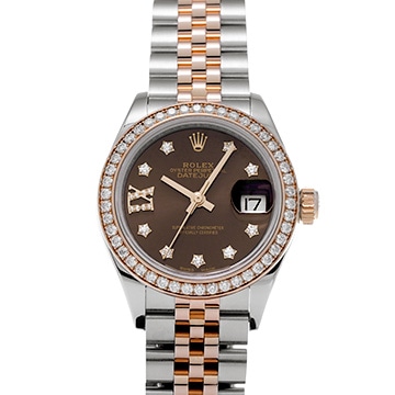 ロレックス レディ デイトジャスト 279381RBR チョコレートブラウン/ダイヤモンド レディース 時計 【中古】【wristwatch】