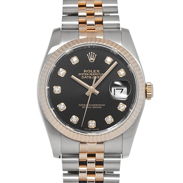 ロレックス デイトジャスト  116231G ブラック/ダイヤモンド メンズ 時計 【中古】【wristwatch】