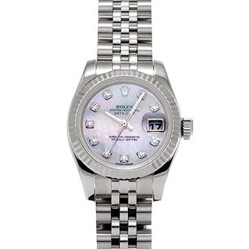 ロレックス デイトジャスト 179174NG ホワイトシェル/ダイヤモンド レディース 時計 【中古】【wristwatch】
