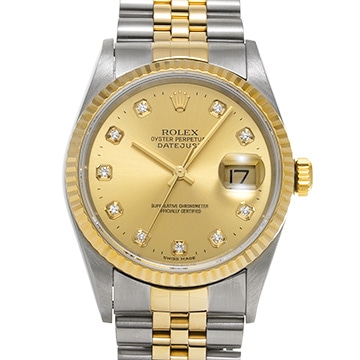ロレックス デイトジャスト 16233G シャンパン/ダイヤモンド メンズ 時計 【中古】【wristwatch】