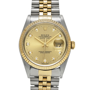 ロレックス デイトジャスト 16233G シャンパン/ダイヤモンド メンズ 時計 【中古】【wristwatch】