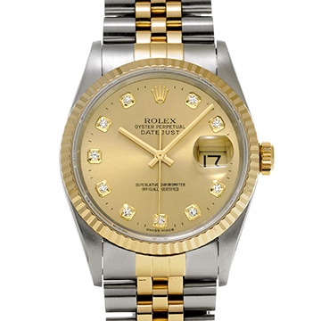 ロレックス デイトジャスト 16233G シャンパン/ダイヤモンド メンズ 時計 【中古】【wristwatch】