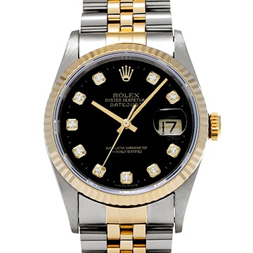 ロレックス デイトジャスト 16233G ブラック/ダイヤモンド メンズ 時計 【中古】【wristwatch】