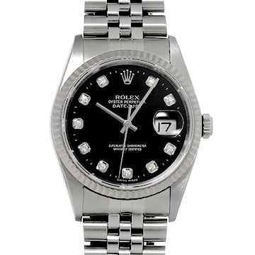 ロレックス デイトジャスト 16234G ブラック/ダイヤモンド メンズ 時計 【中古】【wristwatch】