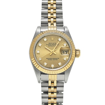 ロレックス デイトジャスト 69173G シャンパン/ダイヤモンド レディース 時計 【中古】【wristwatch】