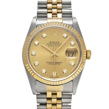 ロレックス デイトジャスト 16233G シャンパン/ダイヤモンド メンズ 時計 【中古】【wristwatch】