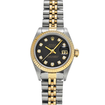 ロレックス デイトジャスト 69173G ブラック/ダイヤモンド レディース 時計 【中古】【wristwatch】